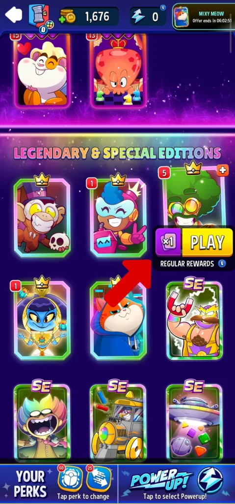 Match Masters booster selection screen