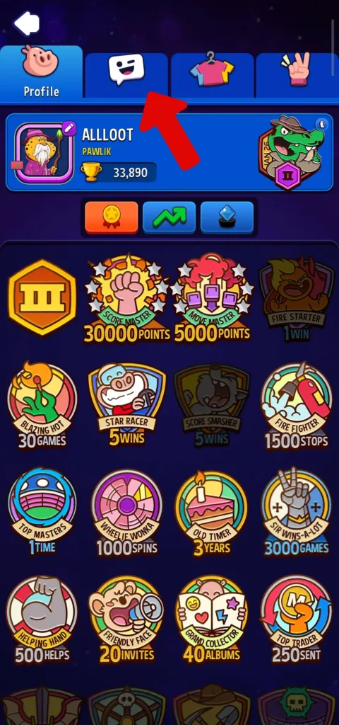 Opening emotes section in Match Masters