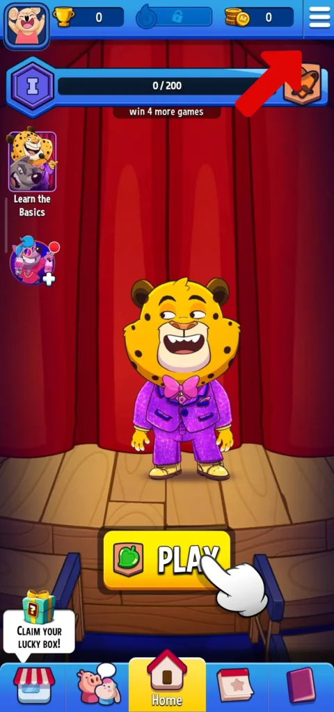 Match Masters home screen and menu button