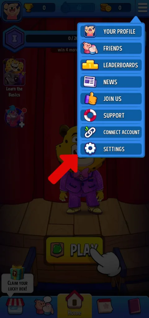 Match Masters Menu and Settings button
