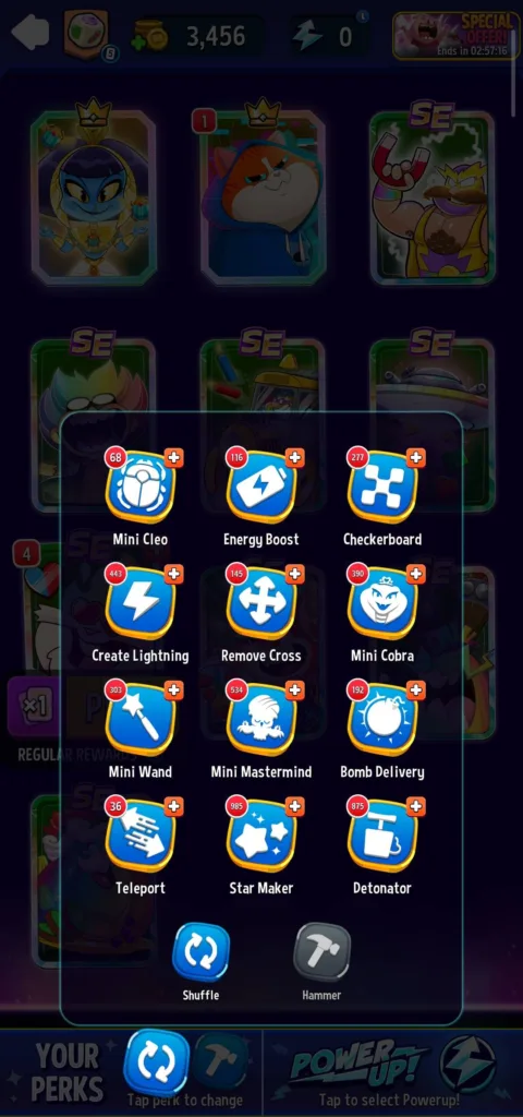 Match Masters perk selection