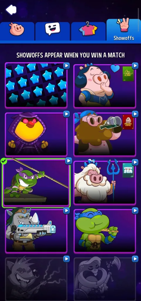 Match Masters selecting a new showoff