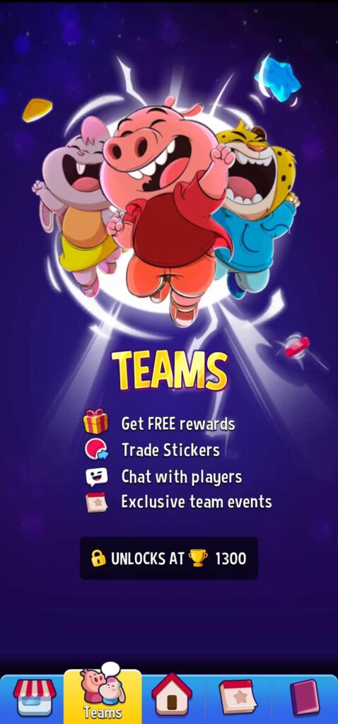 1300 trophies requirement to unlock teams in Match Masters