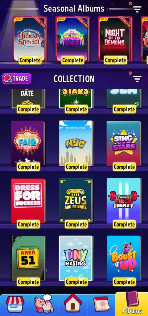 My completed albums in Match Masters