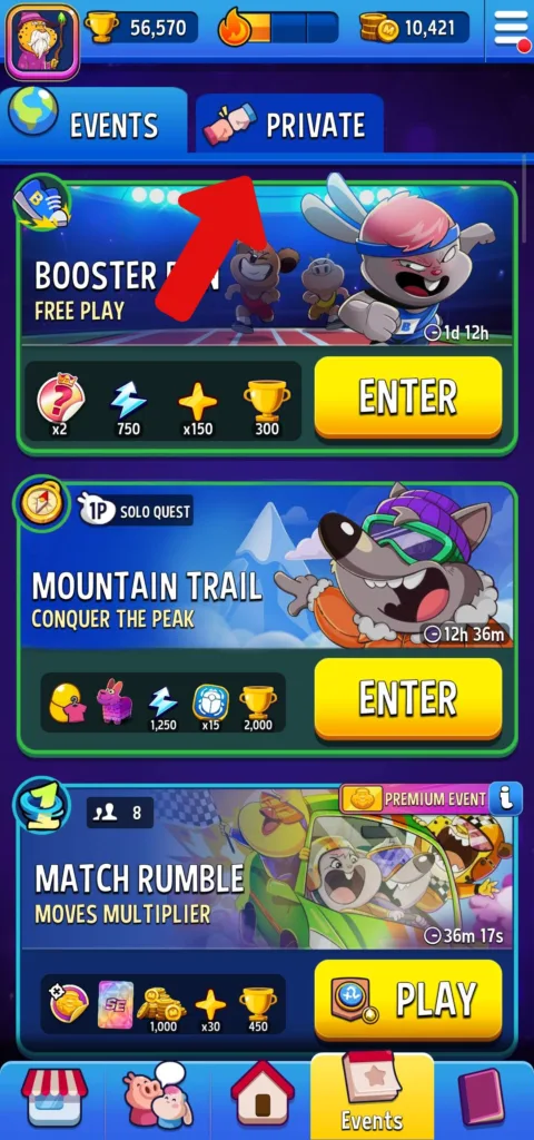 Match Masters private section