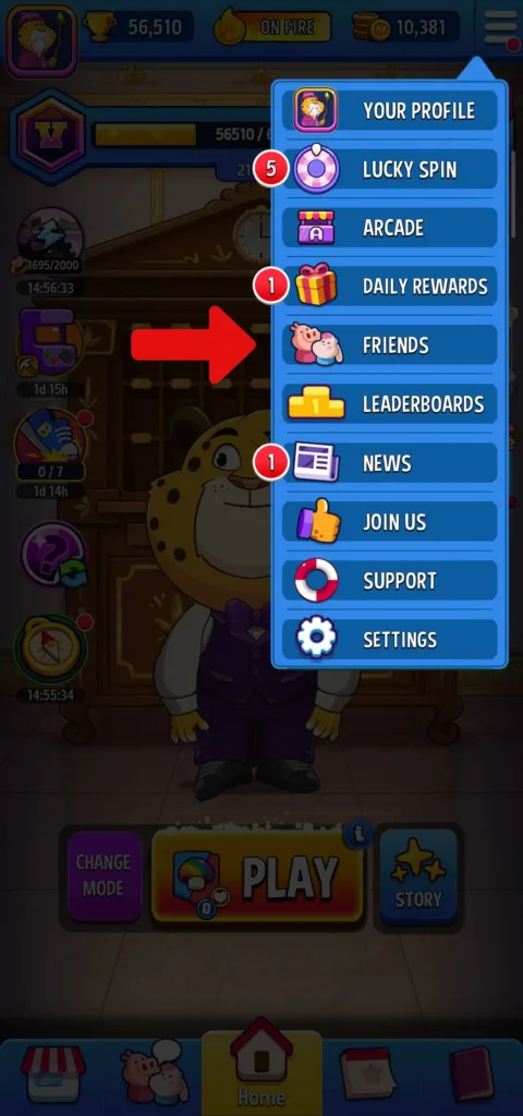 Match Masters friends button