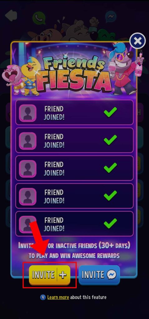 Invite Button in Match Masters