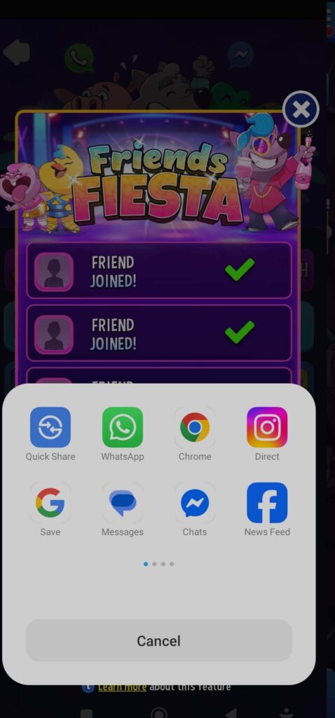 Match Masters Invite Sharing Options