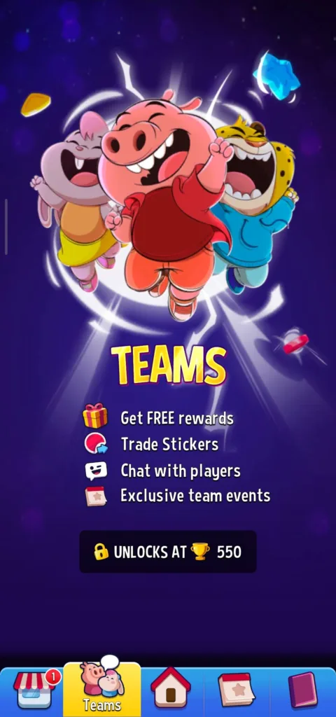 Trophies required to unlock Teams in Match Masters