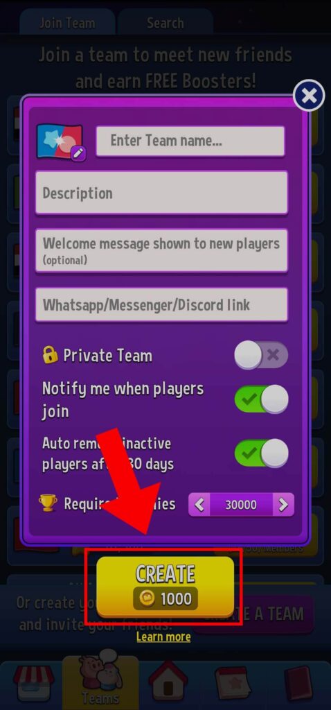 Pay the entry fee and launch the team