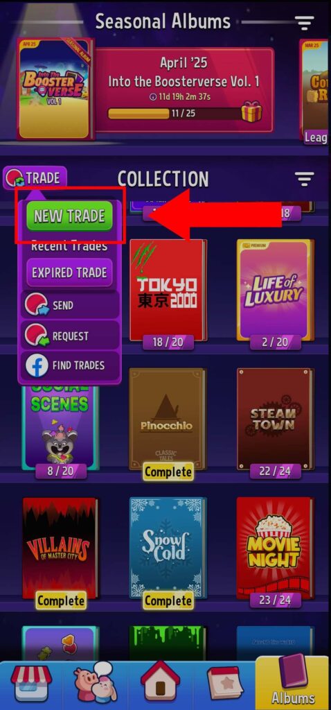 Tap new trade button