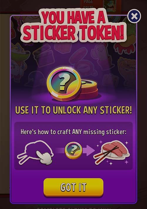 What is sticker token in Match Masters and how it work