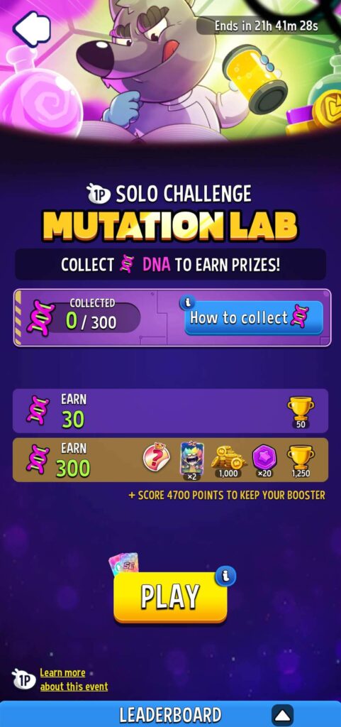 Match Masters solo mutation lab event challenge