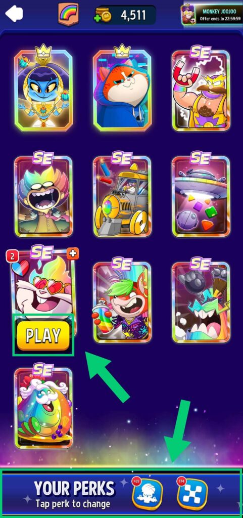 Select booster and perks