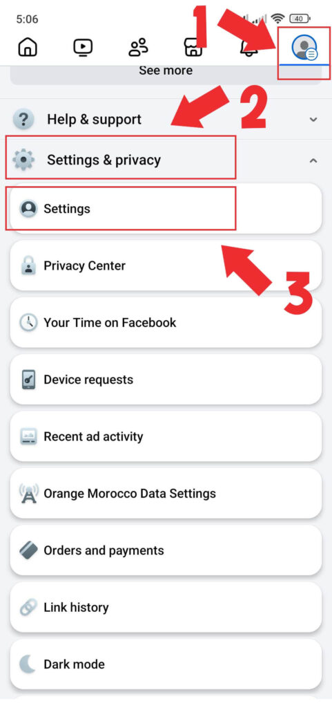 Facebook settings and privacy