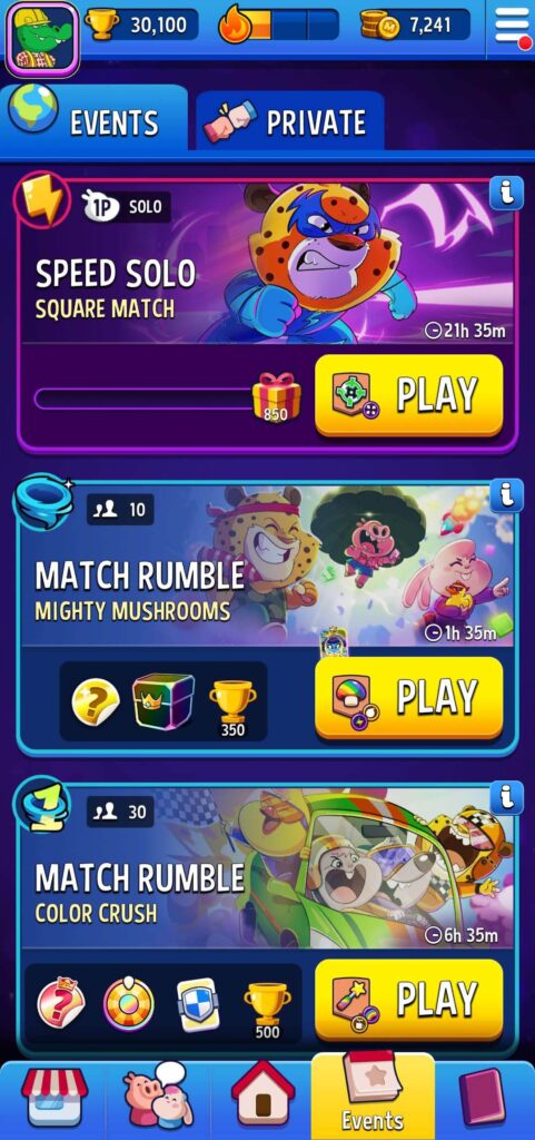 Match Masters events section