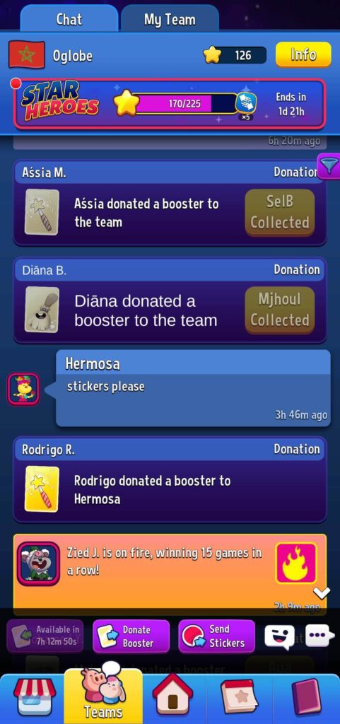 Match Masters team chat