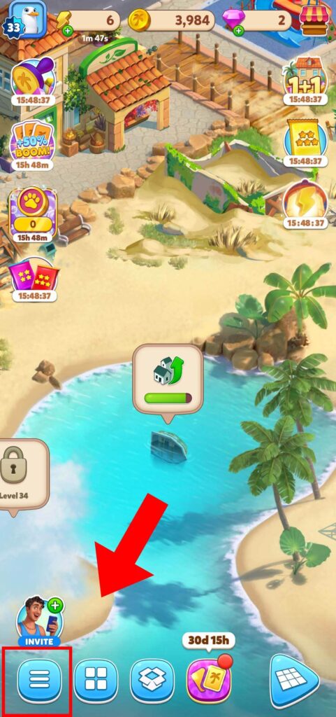 Menu icon in Travel Town