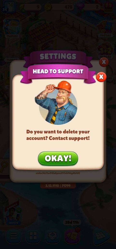 Travel Town delete confirmation pop-up