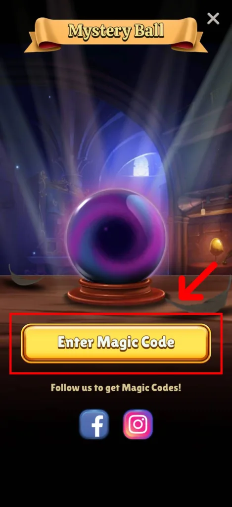 Enter Magic Code  yellow button in the Sorcery School game