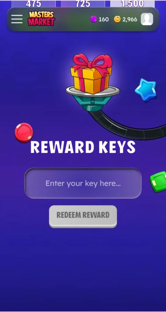 Match Masters reward keys section