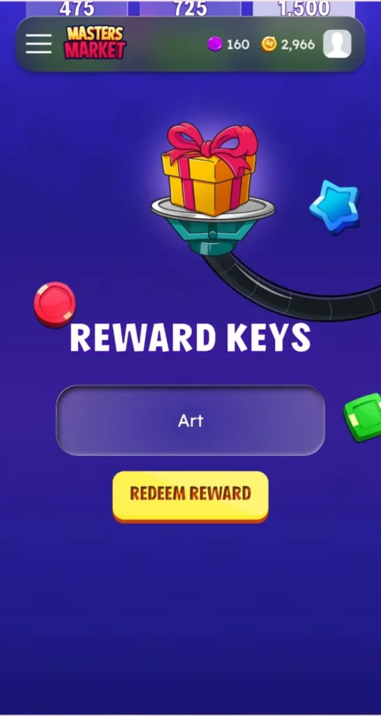 Redeeming a reward key code in Match Masters website