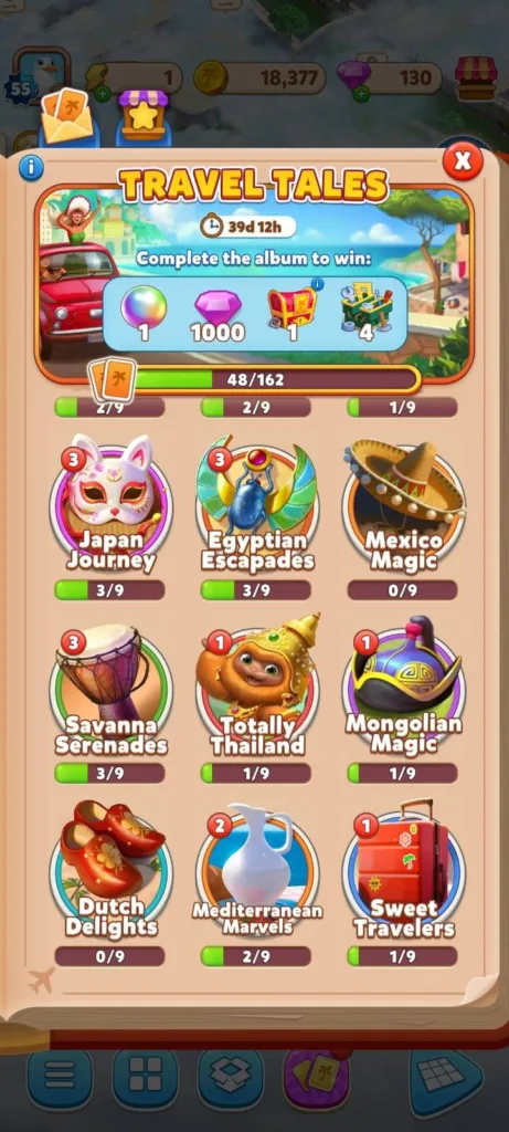 Travel Town album rewards including Joker