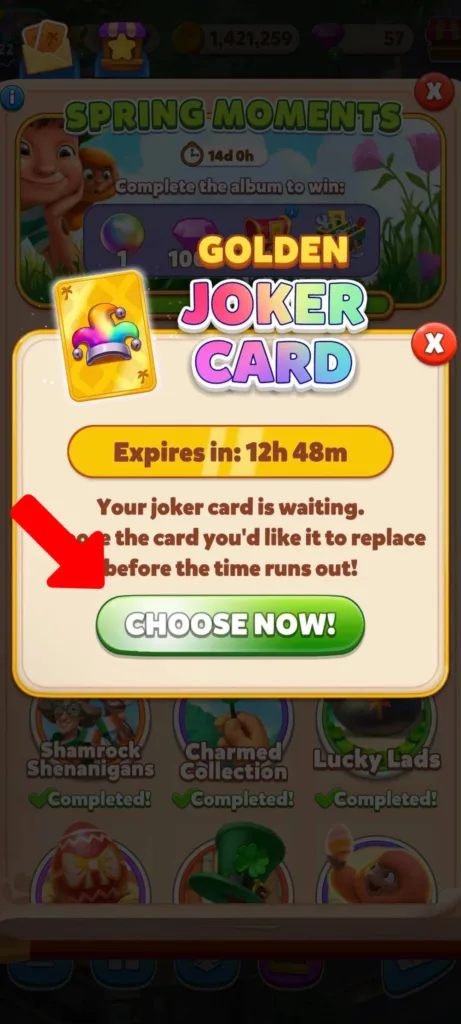Joker Card Choose now button