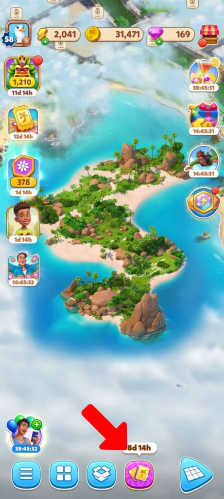 Travel Town Seasonal Album button on the home screen