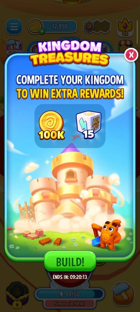 Dice Dreams free rolls for completing a kingdom