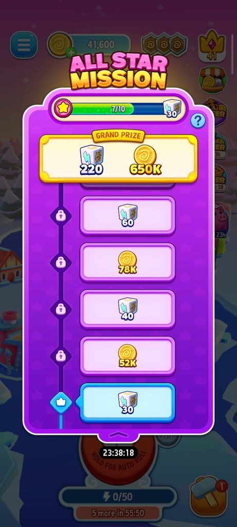 ice Dreams event showing milestone rewards leading up to the grand prize
